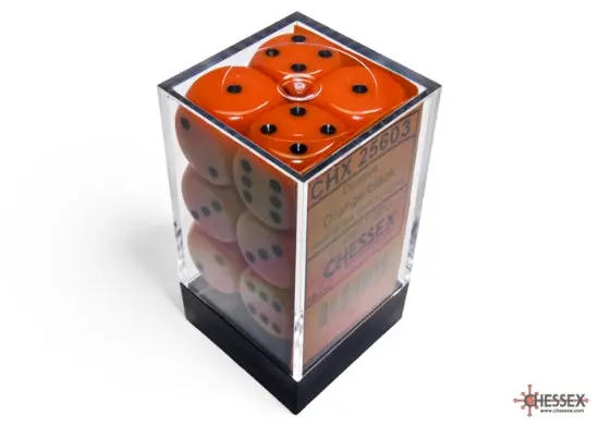 Opaque Orange/Black 16Mm D6 Dice Block (12 Dice) 1