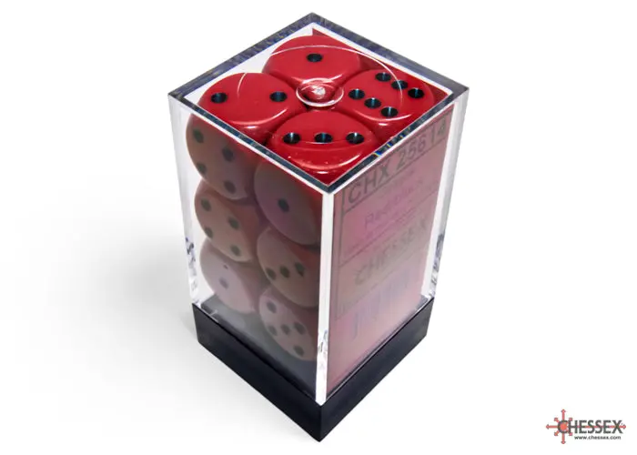 Opaque Red/Black 16Mm D6 Dice Block (12 Dice) 1