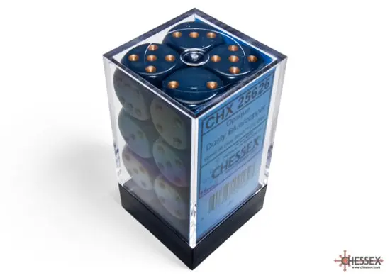 Opaque Dusty Blue/Copper 16Mm D6 Dice Block (12 Dice) 1