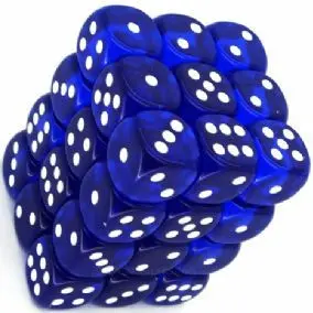 Chessex Chx 23806 Translucent 12Mm D6 Blue/White Dice Block™ (36 Dice) 1