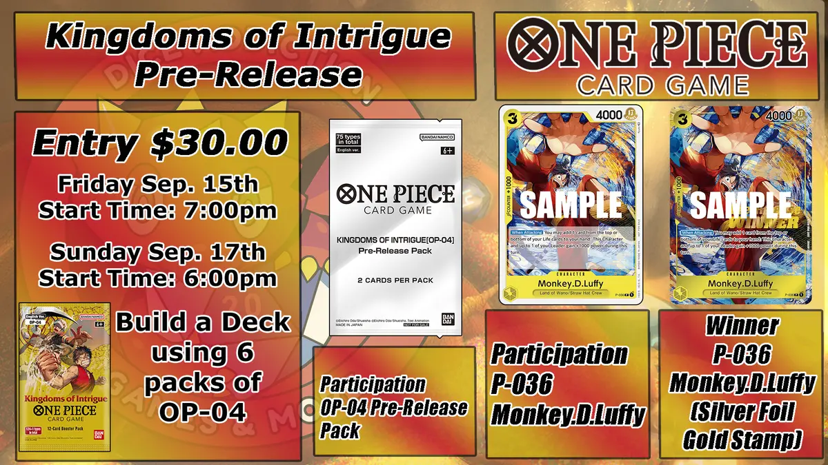 One Piece: Kingdoms Of Intrigue Prerelease - Sunday Ticket 1