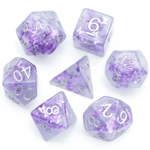 Lavender Butterfly Rpg Dice Set 1