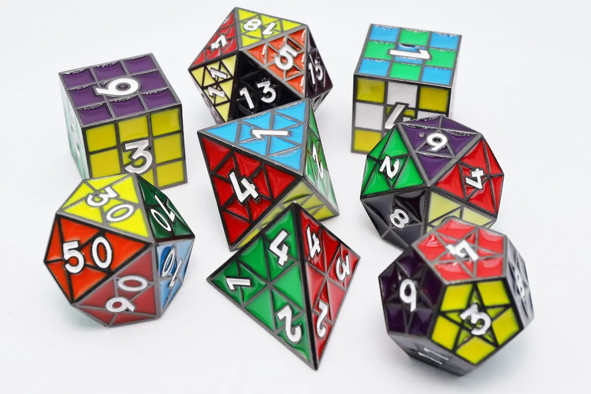 Puzzle Cube: Midnight Metal - Metal 8 Piece Dice Set 1