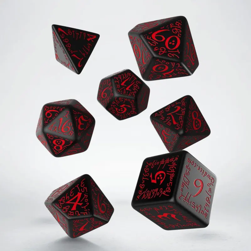 Dice Set: Elvish Black & Red Dice Set (7) 1