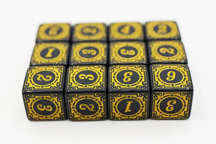 12 Piece D6's - Magic Burst Yellow 1